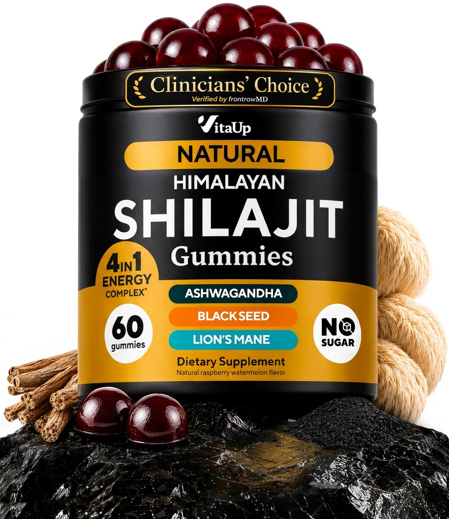 Himalayan Shilajit Gummies for Men & Women - 남성 Gummies를위한 순수한 Shilajit - Fulvic 산이있는 설탕 무료 거미 보충제 - 건강한 노화, 면역력 및 에너지 지원 - 60 개