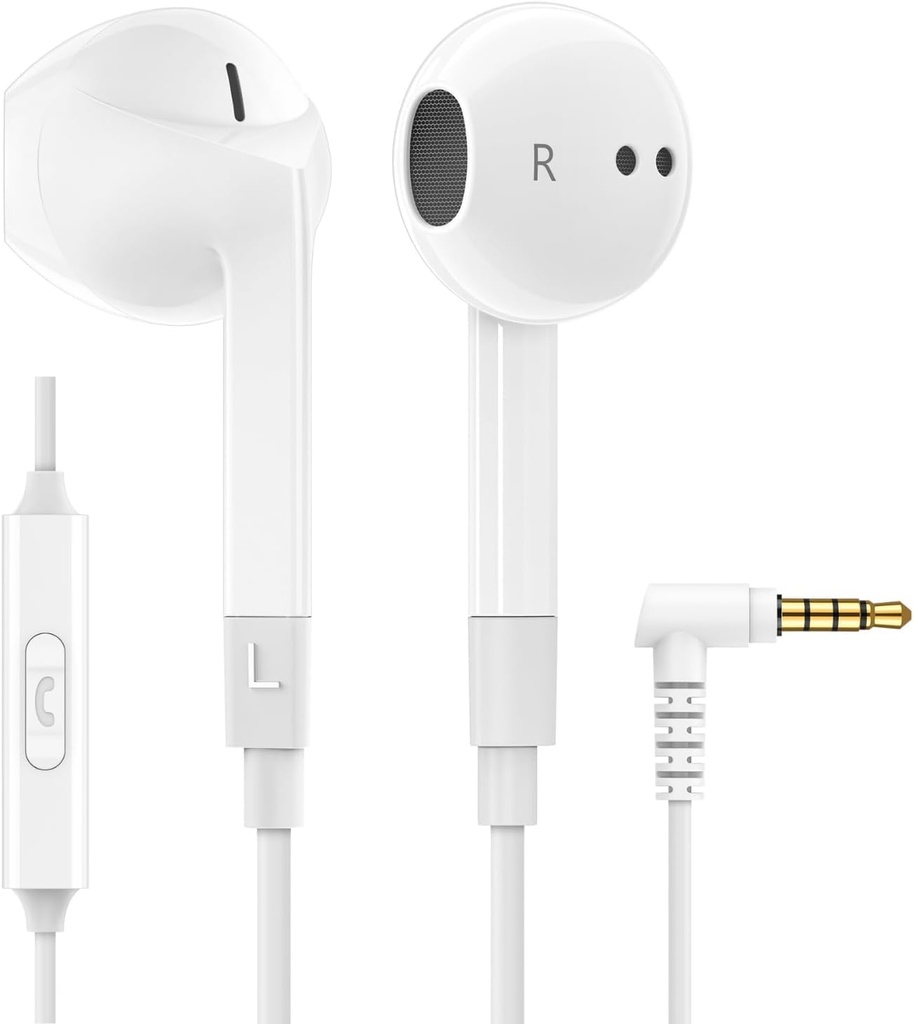 LUDOS FEROX 유선 이어폰 내장 헤드폰, 5 년 보증, 마이크가있는 이어폰, iPhone, Samsung, 컴퓨터, 노트북, 어린이, 학교를위한 3.5mm 잭 이어 버드 용 노이즈 Isolation