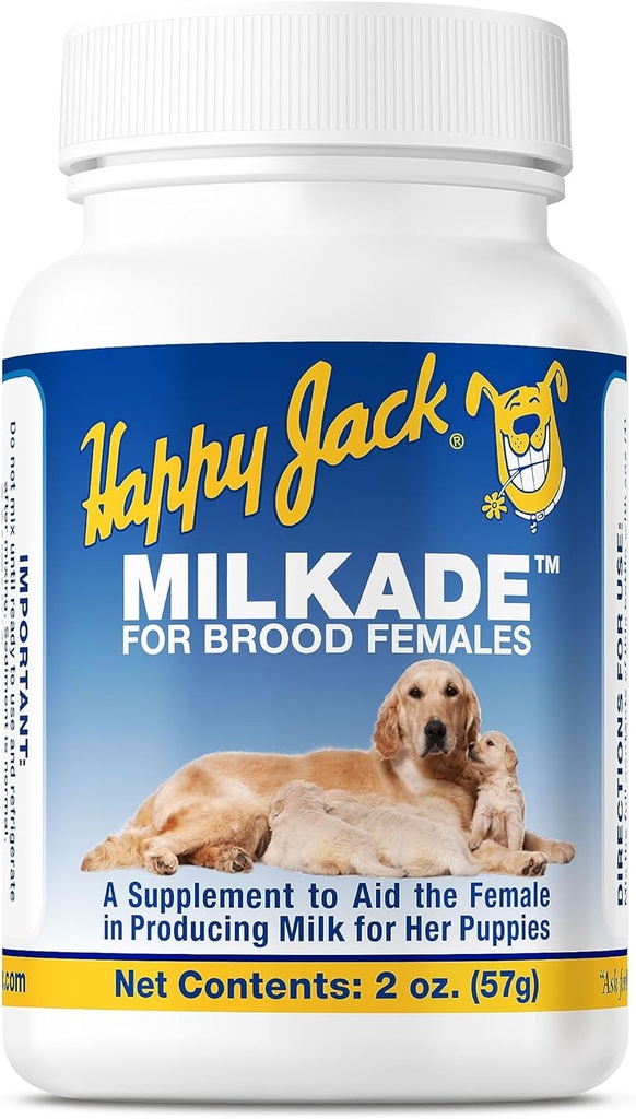 HAPPY JACK Milkade Dog Breeding & Nursing Supplies, 여성 개를위한 우유 생산 보조 & 비타민 B1 (2 온스)와 임신 예비 비타민