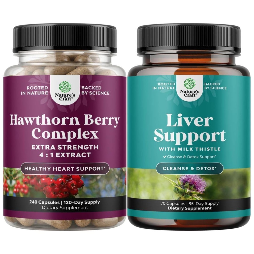 Extra Strength Hawthorn Berry 캡슐의 번들 - Digestion 및 Heart Health Supplement 및 Liver Cleanse 및 Detox 및 Repair Formula - 초본 Liver 지원 보충 교재