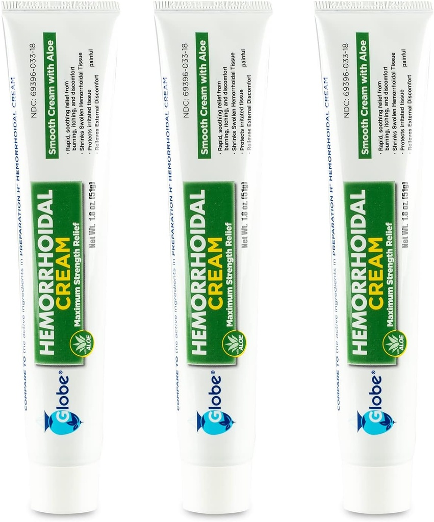 지구 (3 팩) Hemorrhoid 크림, 알로에와 기복, (1.8 Ounce 관) Hemorrhoids에서 기복, 더미, 가려움증, 화상, 불편 및 더 많은 것