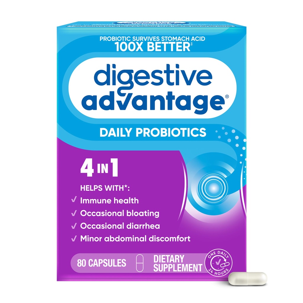 소화 건강, 여성 & 남자를 위한 매일 Probiotics를 위한 소화 이점 Probiotics는, Gut 건강, Occasional Bloating & Diarrhea, Minor Abdominal Discomfort, & 면역 지원, 80ct 캡슐을 지원합니다
