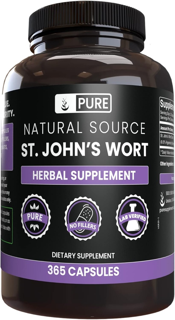 PURE ORIGINAL INGREDIENTS St. John 's Wort (365 캡슐) 마그네슘 또는 쌀 필러 없음, 항상 순수, 실험실 검증