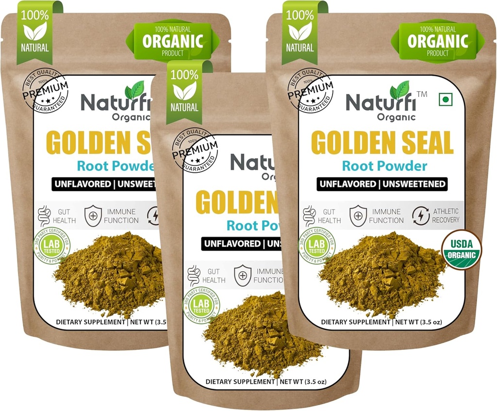 Naturefi 유기 Goldenseal 뿌리 분말 - 10.5 oz, 300 서빙 *USDA 유기 | 실험실 Tested* 순수한 자연적인 황금 뿌리 분말 보충교재