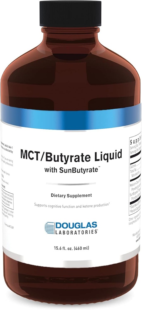 Douglas Laboratories MCT/Butyrate Liquid with SunButyrate | 심판 액체에 높은 집중된 Caprylic Acid와 Butyric Acid를 제공 | 15.6 fl. oz. | 레몬 바닐라 맛
