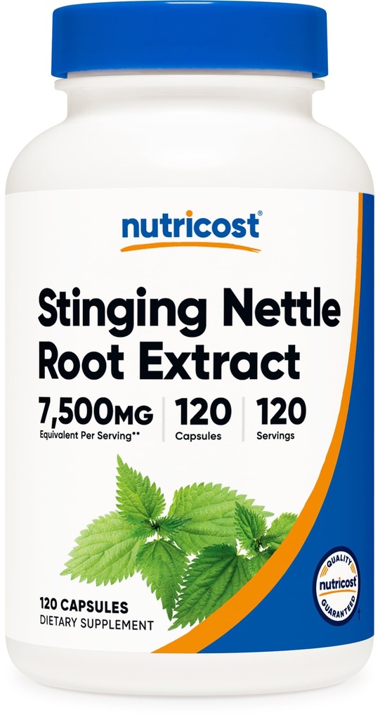 Nutricost Stinging Nettle Root Extract 7500mg Equivalent, 120 캡슐 - 채식 친화적 인, Non-GMO, 글루텐 무료