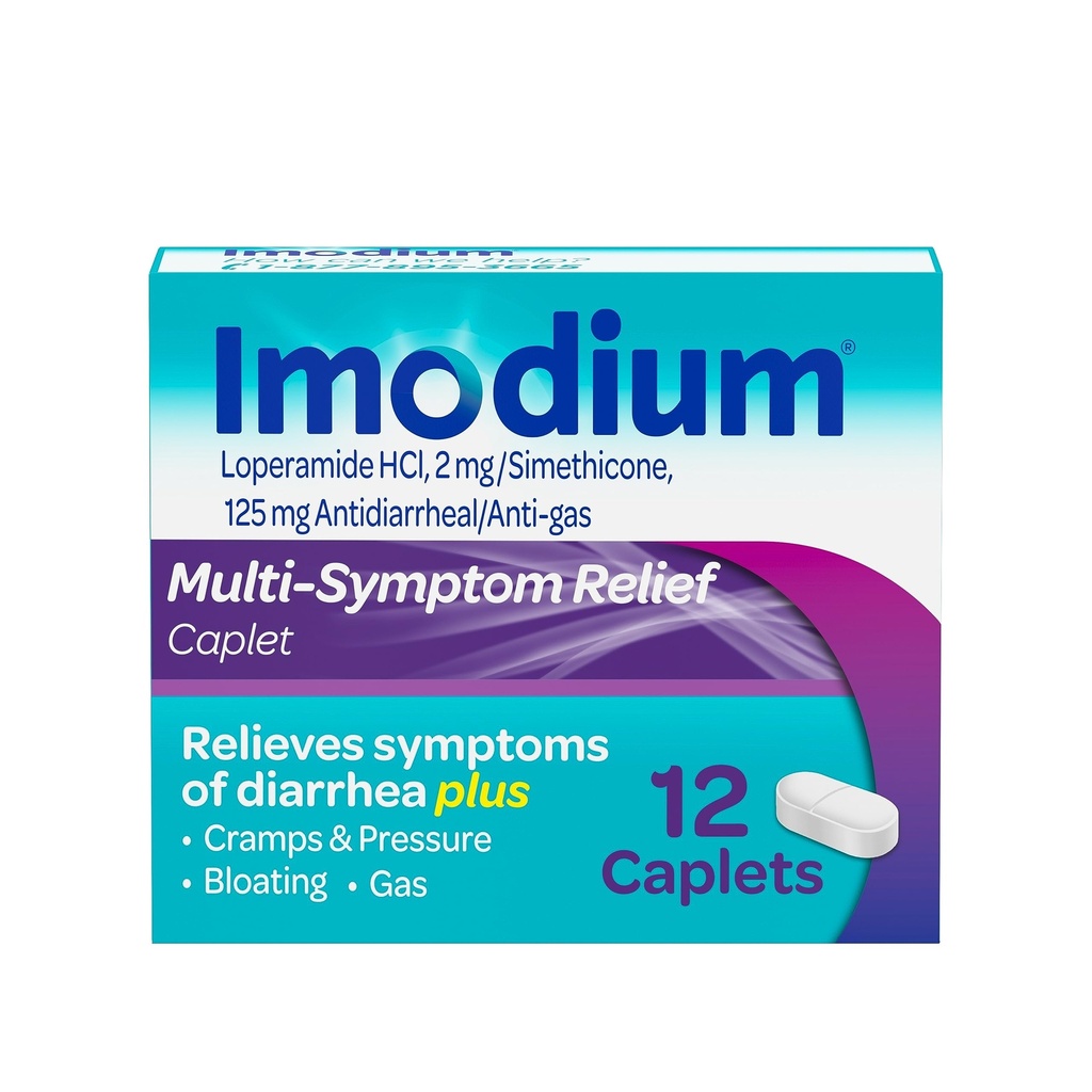 Imodium 다 Symptom 기복 모자lets, Loperamide 염산염 & Diarrhea, 가스, bloating의 기복을 위한 Simethicone 반대로 Diarrheal 약, 주름 & 압력, HSA/FSA Eligible, 12의 ct