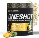 남자와 여자를 위한 1SHOT 전 운동 분말 - BCAAS 아미노산 보충교재 분말, 200mg 카페인, beta 알라닌 분말, Citrulline Malate Preworkout 분말 - 파인애플 망고 - 30의 서빙