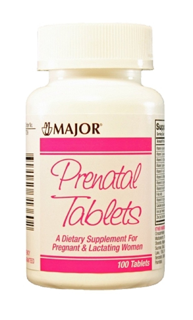 중요한 약제 중요한 PRENATAL TABS ASCORBIC ACID-100 MCG 분홍색 100 정제 UPC 309045313602