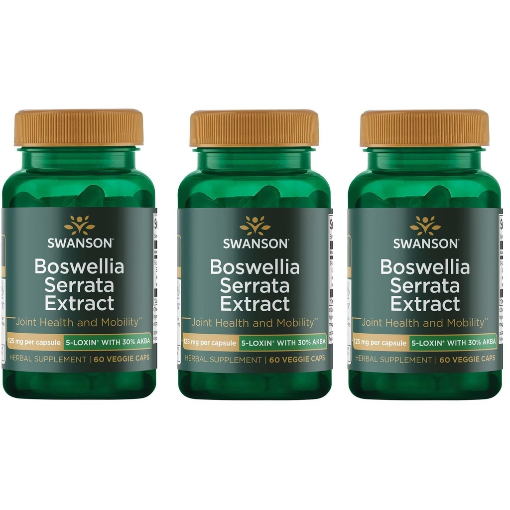Swanson Boswellia Serrata 추출물 125 mg 60 Veg 모자 (3 팩)