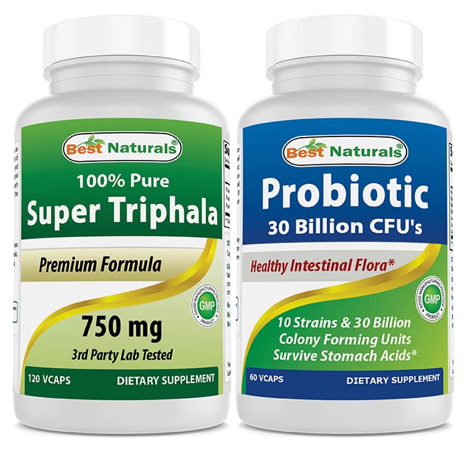 최고의 자연 Triphala 750 mg & Probiotic 10 Strains & 30 억 CFU