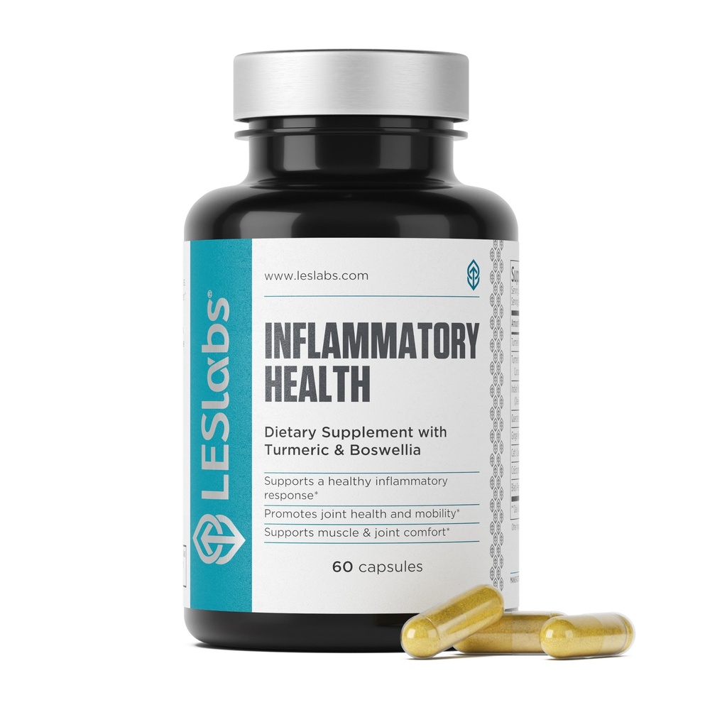 LES Labs Inflammatory Health - 관절 지원, 근육 기능 및 휴식, 이동성 - 심황, Boswellia, Quercetin, Ginger & CoQ10 - 비 GMO 보충 - 60 캡슐