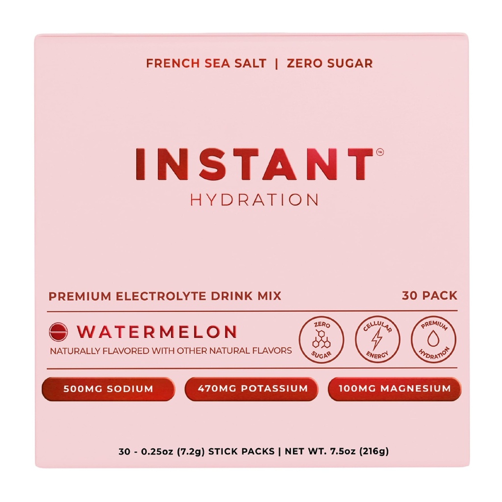 즉시 히드라이즈 전해질 분말 패킷 - 수박 전자 음료 혼합 - Zero Sugar - Keto, Vegan, Gluten-Free, Non-GMO - Boost Recovery, Brain Health, Muscle & Tissue Support- 30 Stick