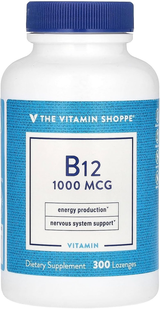비타민 Shoppe 비타민 B12 1,000mcg - 에너지 생산 지원, 매일 다이어트 보충 - 비타민 B-12 (cyanocobalamin), 글루텐 & 낙농장 무료 (300 Lozenges)
