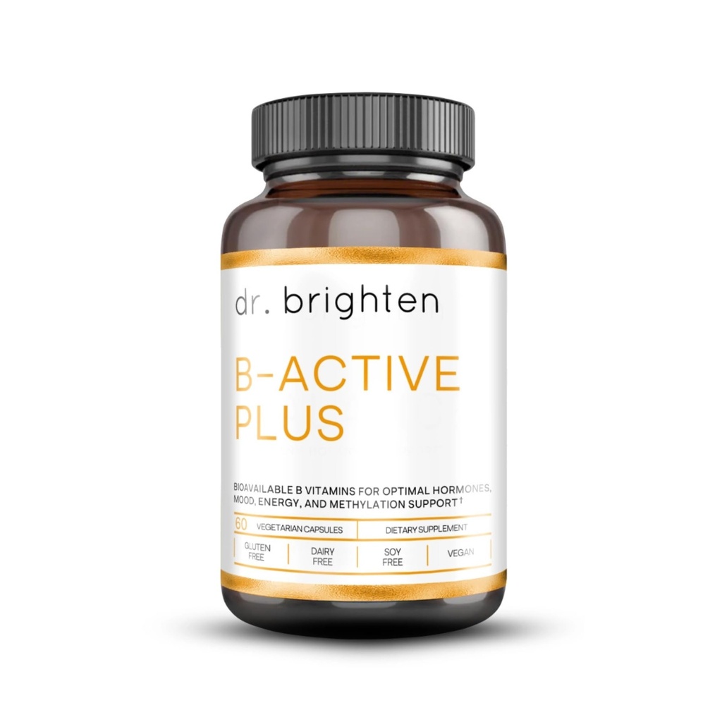 Brighten B-Active Plus 박사 - 에너지, 대사, 심장 건강, 향상된 메모리를위한 Vegan B 비타민 보충 - 60 캡슐