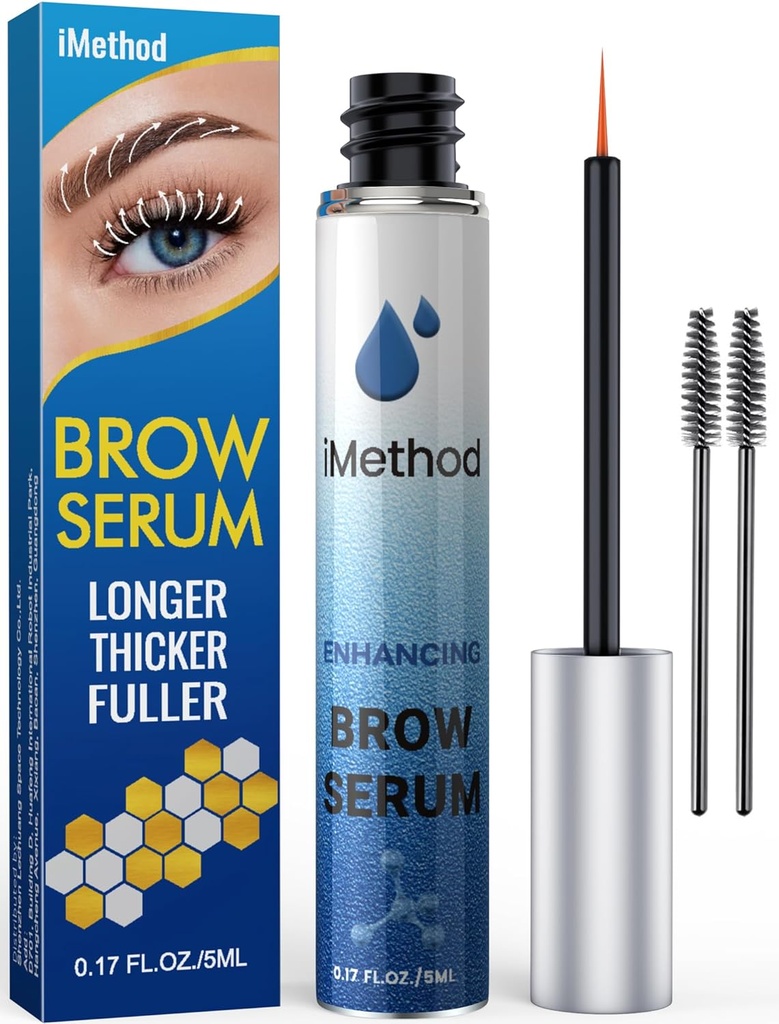 iMethod 눈썹 성장 혈청 - 눈썹, 4 Weeks, Brow Boost, Natural Eye Brow 증강 인자 5ML, Clear의 더 두꺼운 Brows를 성장하는 눈썹 혈청