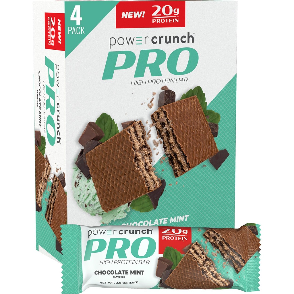 Power Crunch PRO Protein Wafer Bar, 맛있는 맛, 초콜릿 민트, 2.0 오운스 (4 개)