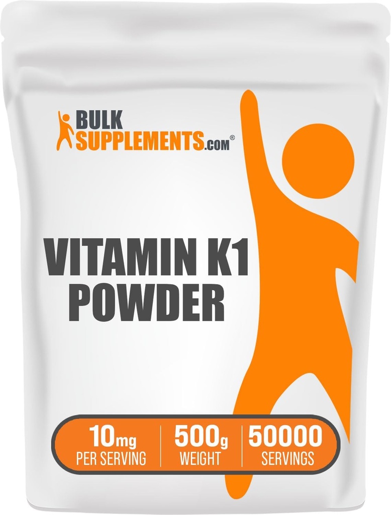 BulkSupplements.com 비타민 K1 분말 - 뼈와 심장 건강 지원을위한 비타민 K1 보충 - Gluten 무료, 봉사 당 10mg, 500g (1.1 파운드) (팩 1)