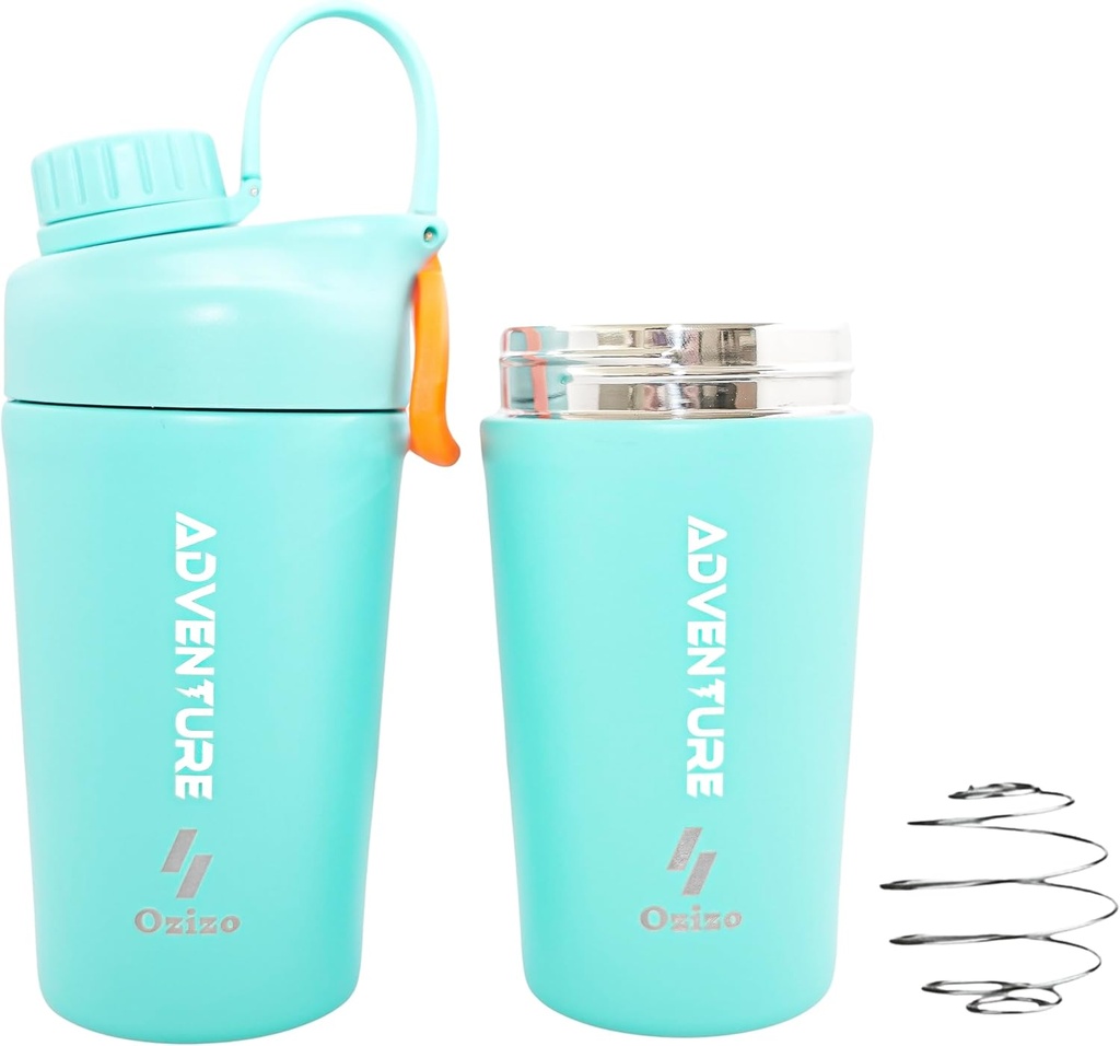 Ozizo Protein Mixing Cup for Protein Mixes, 20 Ounces 스테인레스 스틸 단백질 셰이커 병, 절연, 누출 방지, 냄새 방지, 남성, 여성, 소년, 소녀, 핫 및 냉 음료 용 소형 귀여운 체육관 믹서
