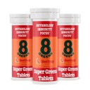 8Greens Supergreens 정제 | 슈퍼 그린 파우더 슈퍼 푸드 태블릿, 메타볼리즘 Immunity & Focus, Daily Greens Effervescent Tablets, Organic: Aloe Vera, Spirulina, Chlorella, Blood Orange, 30 서빙