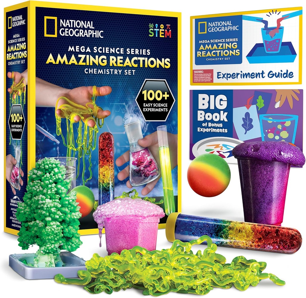 National Geographic Amazing Chemistry Set - Crystal Growing 및 Reactions, Science Kit for Kids, STEM Gift for Boy and Girls ( 독점) 포함 45 과학 실험 키트