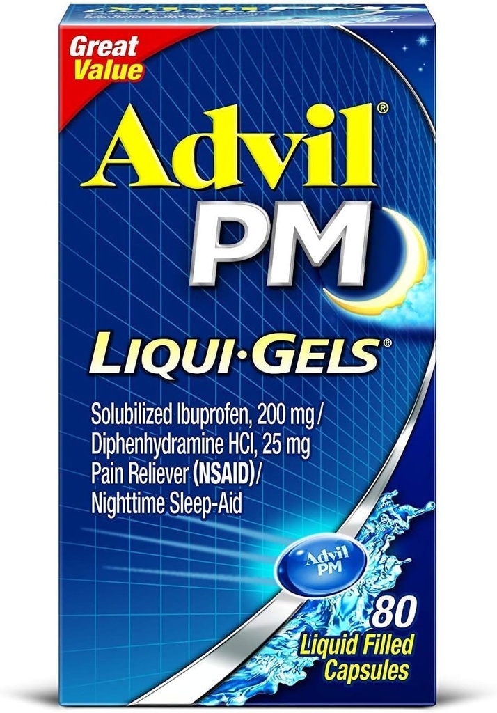 Advil PM Ibuprofen 200 mg Liqui-Gels 80 ea (포장 4)
