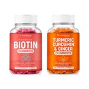 Biotin & Turmeric Vegan Gummies 결합 | 최대 힘 머리 성장, 피부 건강, 전반적인 웰빙 | 10000mcg Biotin & 95% 표준화된 심황 Curcumin | 자연, 비 GMO 및 글루텐 자유로운 보충교재