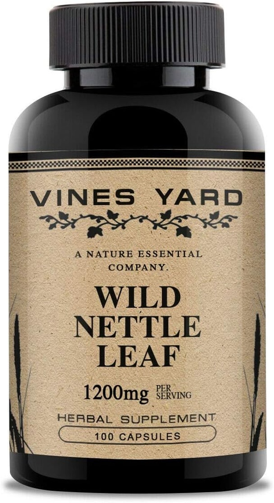 Wild Nettle Leaf Capsules | 건강한 유체 밸런스 및 유린트랙 문제 지원 | 100 % 천연 유기농 초본 보충 1200mg | 100 팩