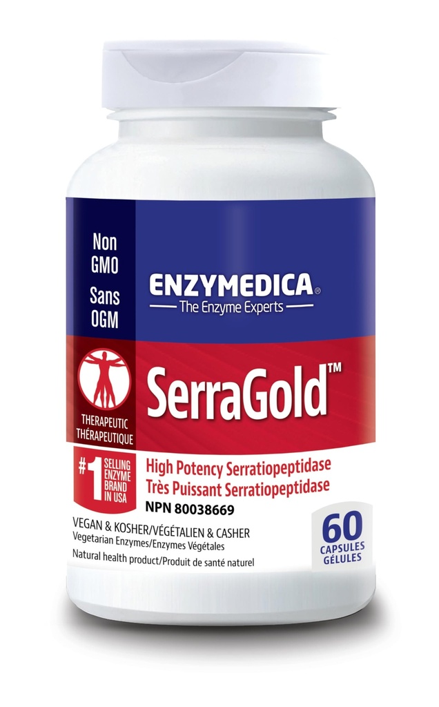 Enzymedica, SerraGold, 높은 순수성 Serrapeptase 효소 보충교재, 지원 호흡기, 심장 & 면역 기능, 60 조사
