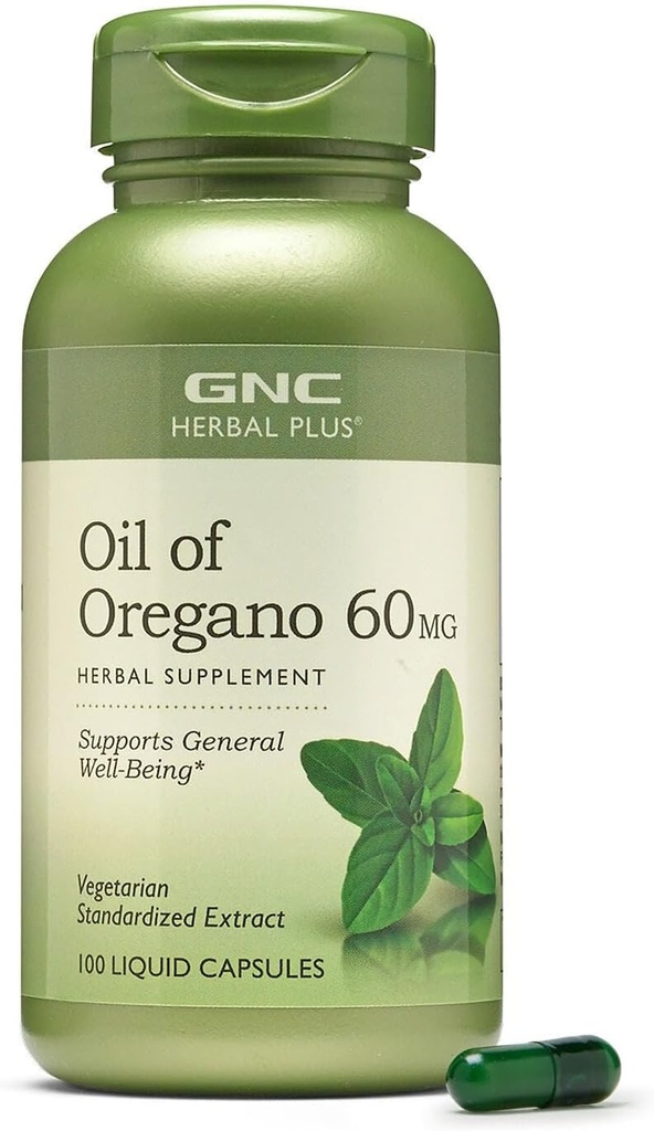 Oregano 60mg 보충교재의 GNC 초본 플러스 기름, 채식주의자, 지원 일반적인 웰빙, 100개의 서빙