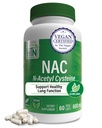 건강 스럽 영양 NAC N-Acetyl-Cysteine 600mg 60 캡슐 | Vegan 인증 | 가장 순수한 NAC 보충 | 건강한 렁, 간기능 및 세포 건강 지원 | Non-GMO Soy & Gluten Free