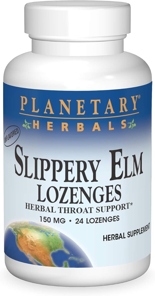 행성 초본 Slippery Elm Lozenges, 초본 위협 지원, 24 Lozenge