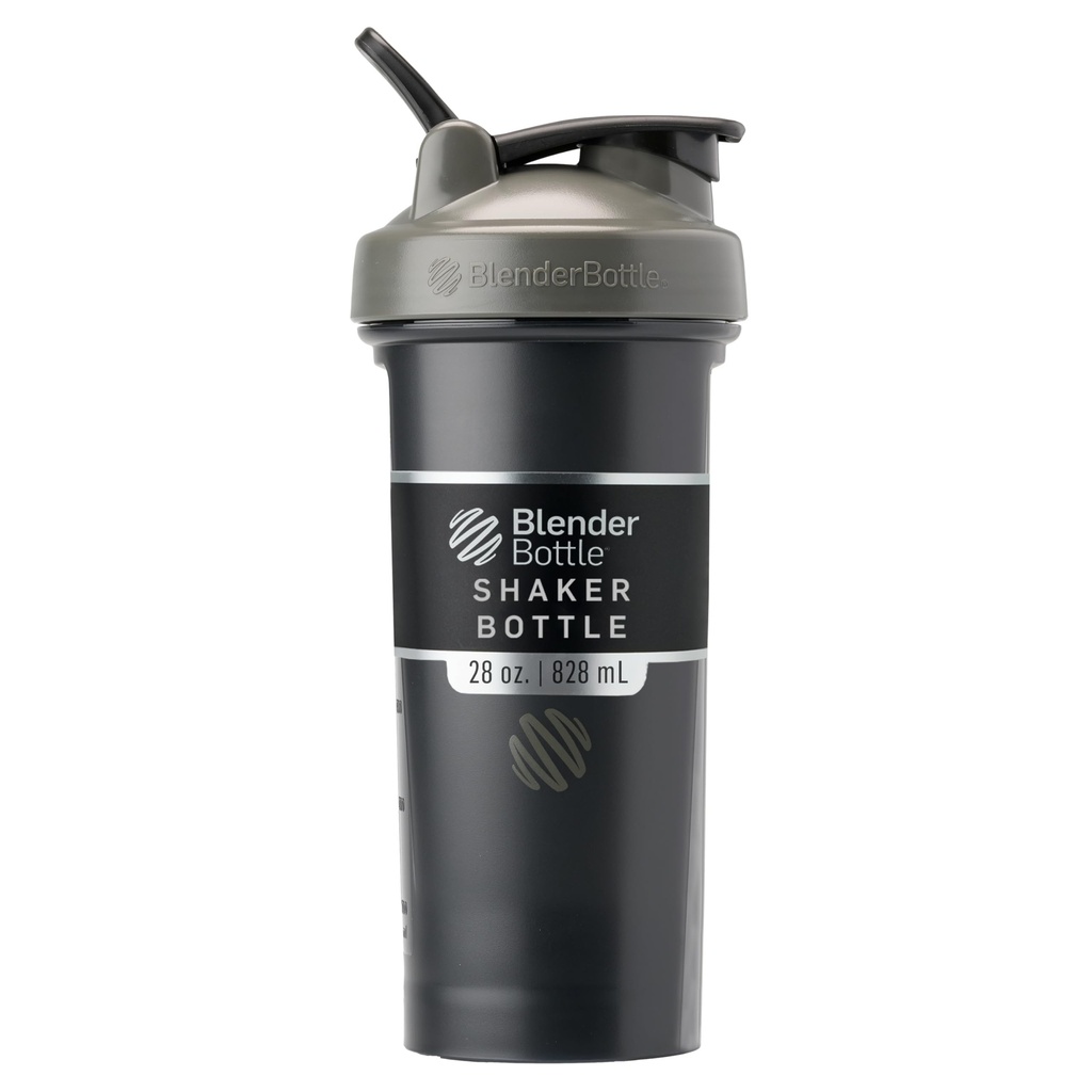 BlenderBottle Classic V2 Shaker Bottle Perfect for Protein Shakes and Pre Workout, 28-Ounce, 그레이 / 블랙, 블랙 섀도