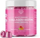 FIOR 60 ct Biotin 및 교원질 보충 교재. 모발과 손톱을위한 최고의 교원질 & Biotin 비타민. 교원질 Gummies & Biotin Gummies는 머리 피부와 못 비타민 아름다움 Gummies입니다.