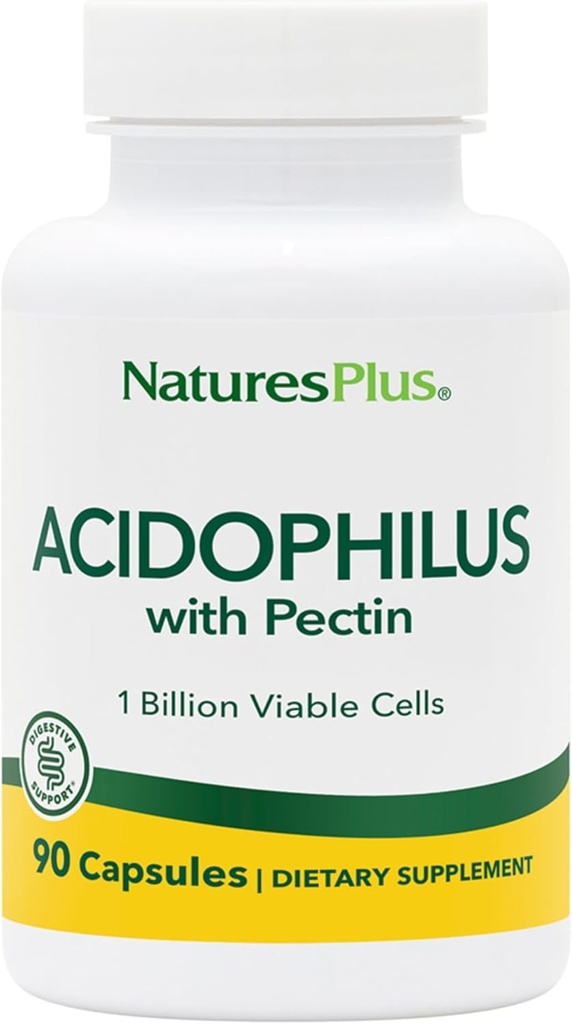 Pectin - 90 캡슐이있는 자연 플러스 산병 - 1 억 바이블 셀 및 Pectin - Vegan, 글루텐 무료 - 90 서빙