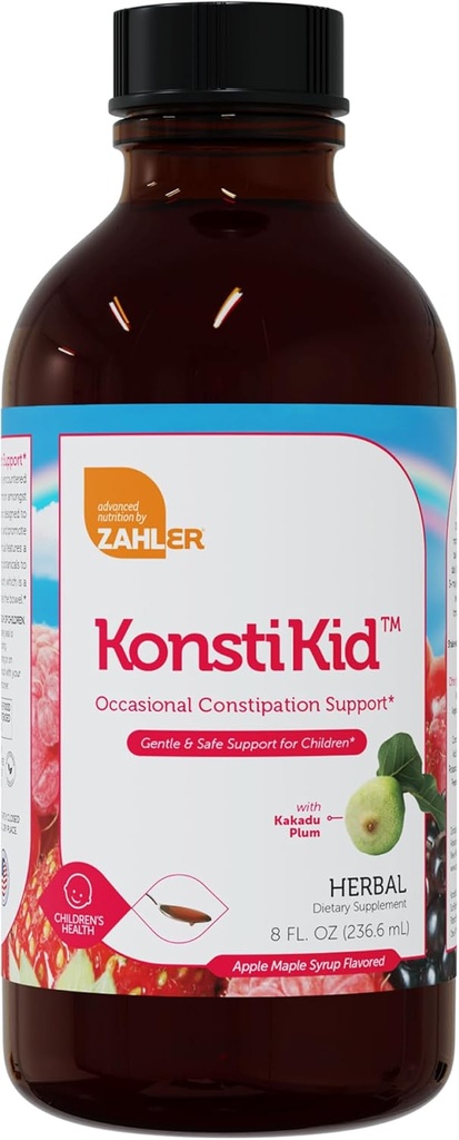 Zahler KonstiKid, 아이 변비 지원 보충교재, LiquidConstipation 용이성, 지원 정규성 & 소화성 건강, 8OZ