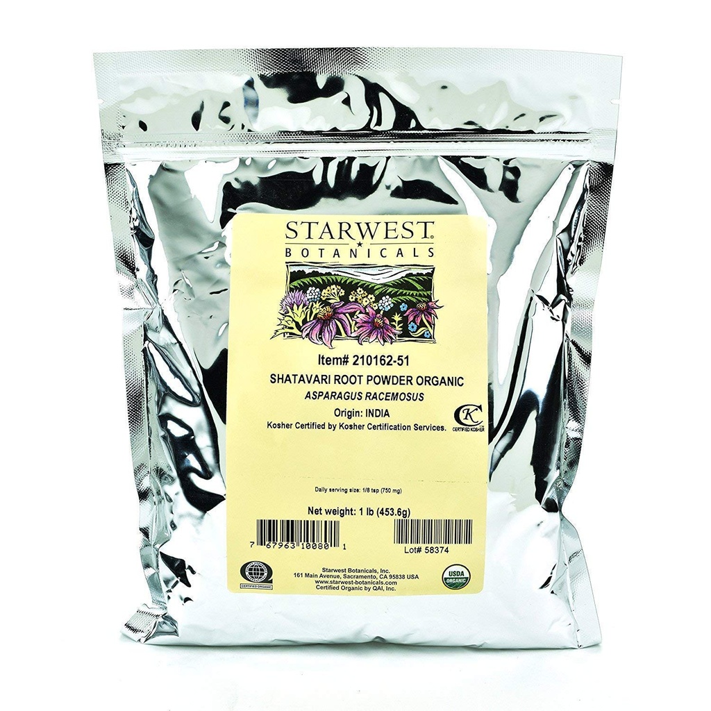 Starwest Botanicals 유기 Shatavari 뿌리 분말, 1 파운드