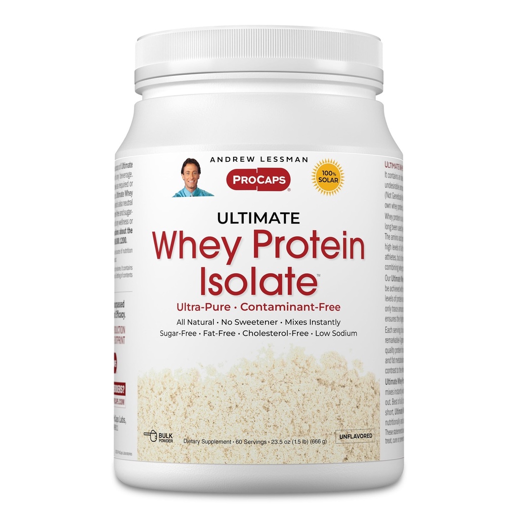 ANDREW LESSMAN 궁극적 인 Whey Protein Isolate 60 서빙 - 운동 회복 및 Lean 근육 Non-GMO, 추가 맛 없음, 지방 무료, 설탕 및 감미료 무료, 공인 Kosher. 없음 첨가제