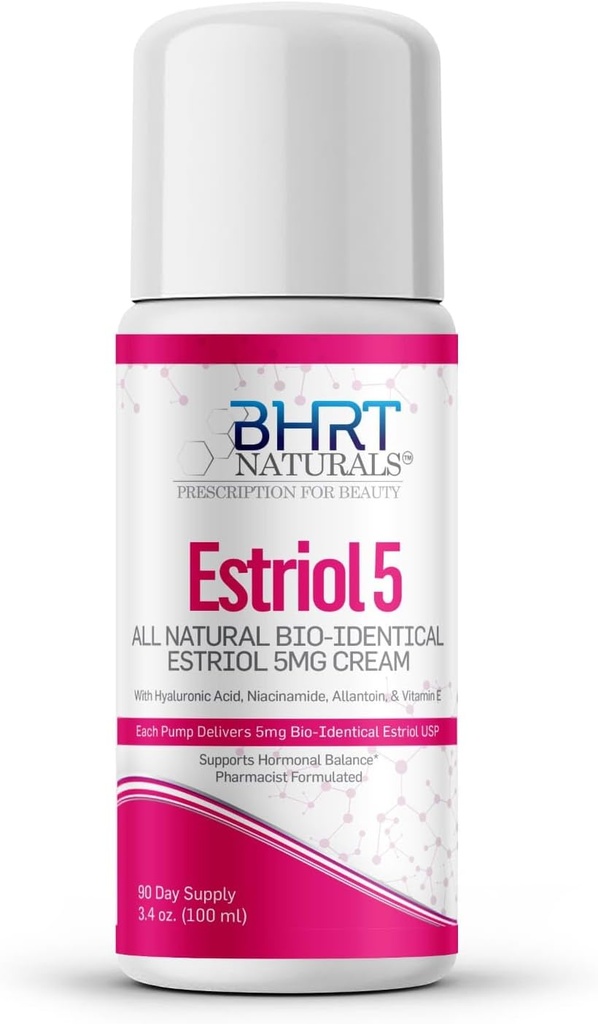 여성용 에스트로겐 크림 Menopause Relief - 모든 천연 생식기 Estriol 크림 - 호르몬 균형 BHRT - Pharmacist 공식화, 전문 학년 - 미국에서 만든, 화이트