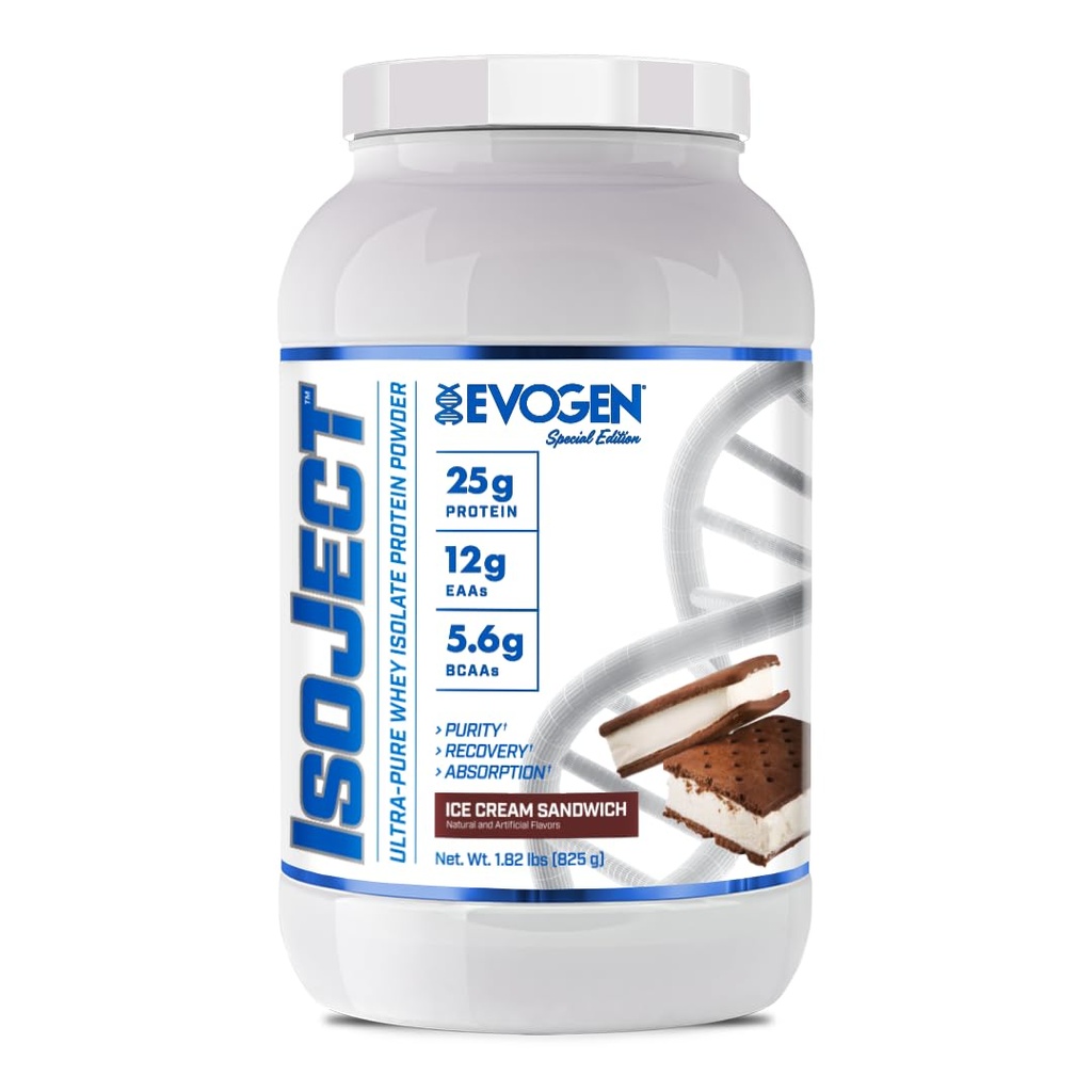 Evogen Isoject - Whey Protein Isolate | Ignitor Enzymes, BCAA 및 EAA를 가진 매우 순수한 Whey Protein Powder | 향상된 흡수 및 복구 | 아이스크림 샌드위치 | 25 서빙