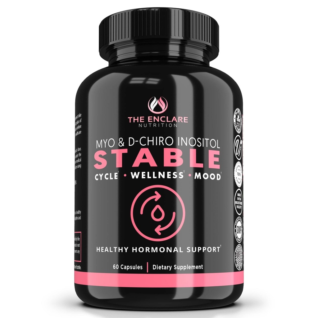 ENCLARE NUTRITION Myo-inositol, D-Chiro Inositol 캡슐 (Optimal 40 : 1 비율) | 여성, 호르몬 균형, 건강한 Ovarian 지원을위한 자연 PCOS 보충제