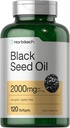 Horbaach Black Seed Oil Cold Pressed Softgel 캡슐 | 2000mg | 120 개 | 오메가 6 및 9가있는 보충 | Nigella Sativa | Non-GMO 및 글루텐 무료