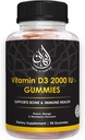 성인, 남성 및 여성을위한 Halal Vitamin D3 Gummies | 1000IU - 2000IU | 지원 뼈, 면역력, 심장 건강 | 채식주의, 비 GMO, 글루텐 프리 | 45-90 서빙