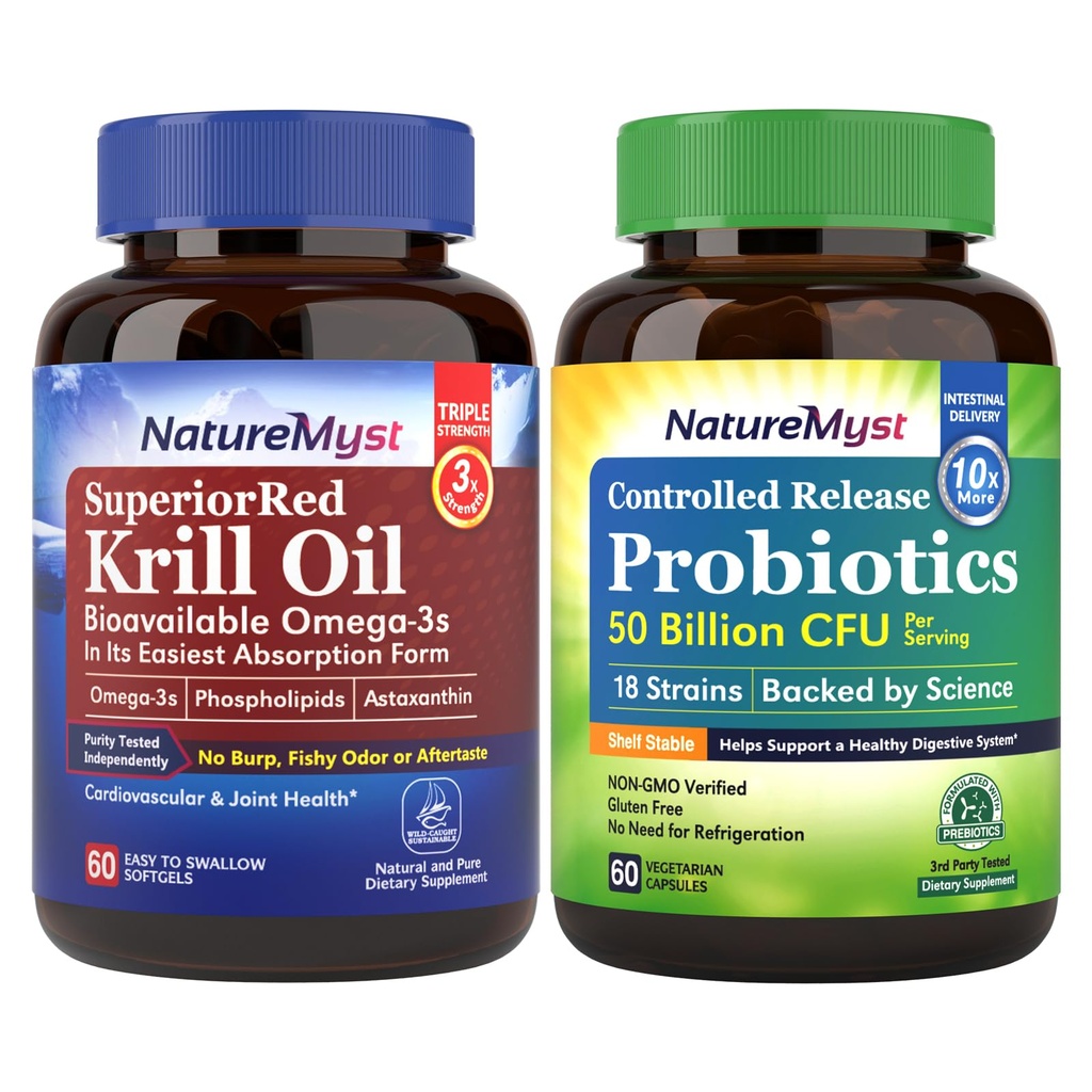 Krill 기름과 Probiotics 50 억 번들, 직업적인 급료, 비 GMO, 심장, 합동, Gut 기능 & 면역성이 있는 지원