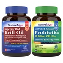 Krill 기름과 Probiotics 50 억 번들, 직업적인 급료, 비 GMO, 심장, 합동, Gut 기능 & 면역성이 있는 지원