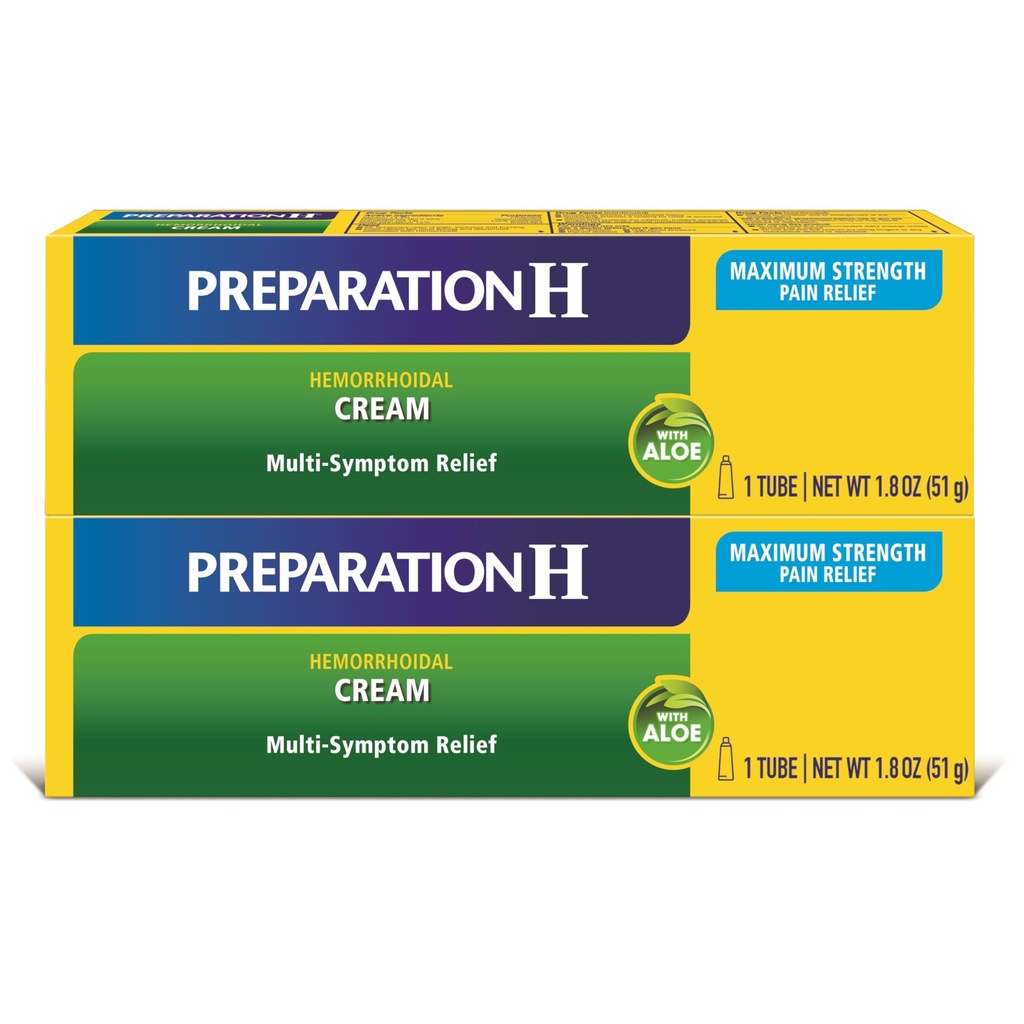 준비 H Hemorrhoid 증상 치료 크림 (2 x 1.8 Ounce 관), 알로에를 가진 최대 힘 다 Symptom 고통 구호