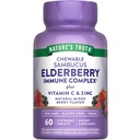 Nature's Truth Elderberry Immune Complex | 60개의 화학 정제 | 플러스 비타민 C & 아연 | 혼합 베리 | Vegan, Non-GMO, & 글루텐 무료 보충