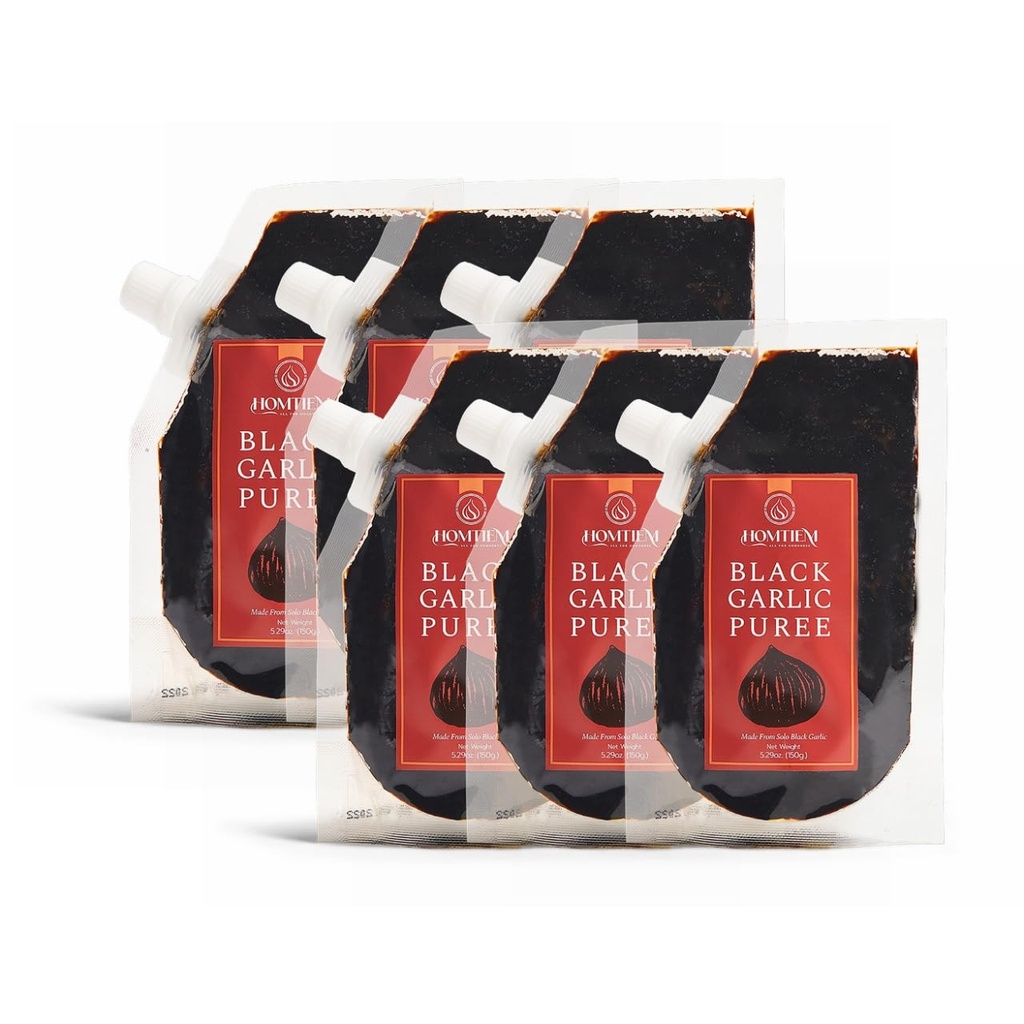 Homtiem 검정 마늘 Puree 150g. (100% 솔로 블랙 마늘에서 만드는), 90 일 동안 발효, 비 GMO, 식사 및 요리에 대한 먹어 준비 (6)