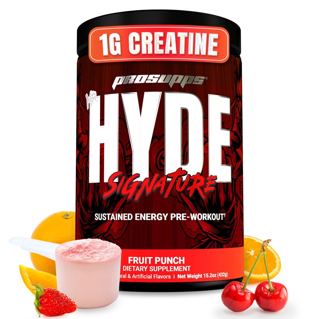 PROSUPPS Mr. Hyde Signature Pre Workout Powder with Creatine, Beta Alanine & Caffeine - Performance, Energy & Endurance - 남성 및 여성용 클렌징 및 체육관 보충제 (Fruit Punch, 60 서빙)