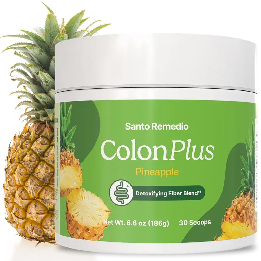 Santo Remedio Colon Plus, Colon Cleanser, Dietary Psyllium Husk 섬유 및 Probiotics 보충, 30 서빙, 파인애플 맛